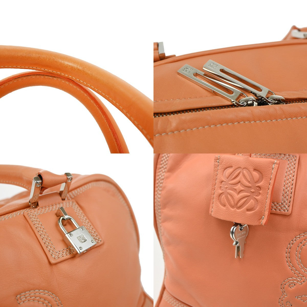 Loewe Amazona Bag Leather Orange Leather Handbag (Pre-Owned)
