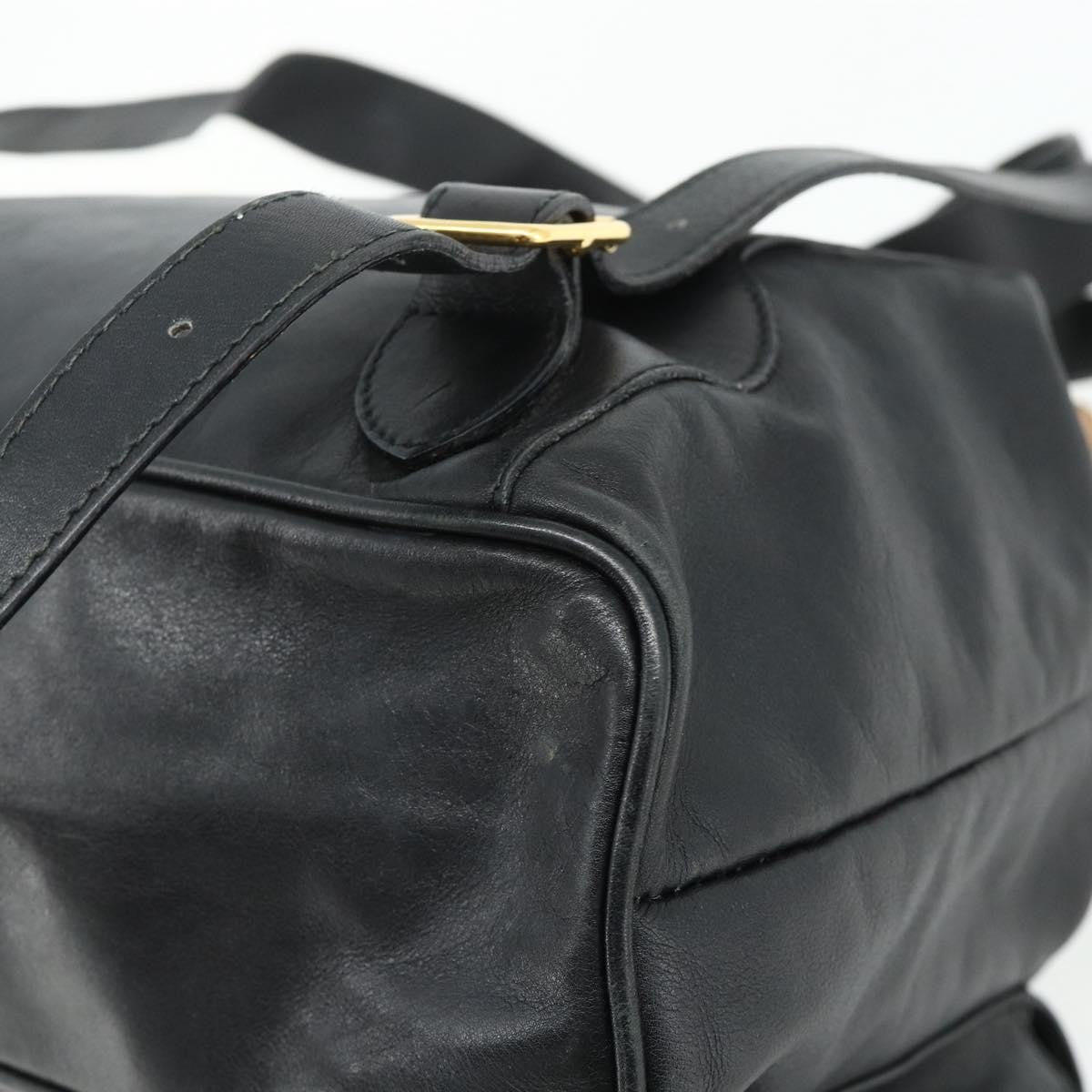 Gucci Vintage Bamboo Backpack Leather Black Leather Backpack Bag (Pre-Owned)