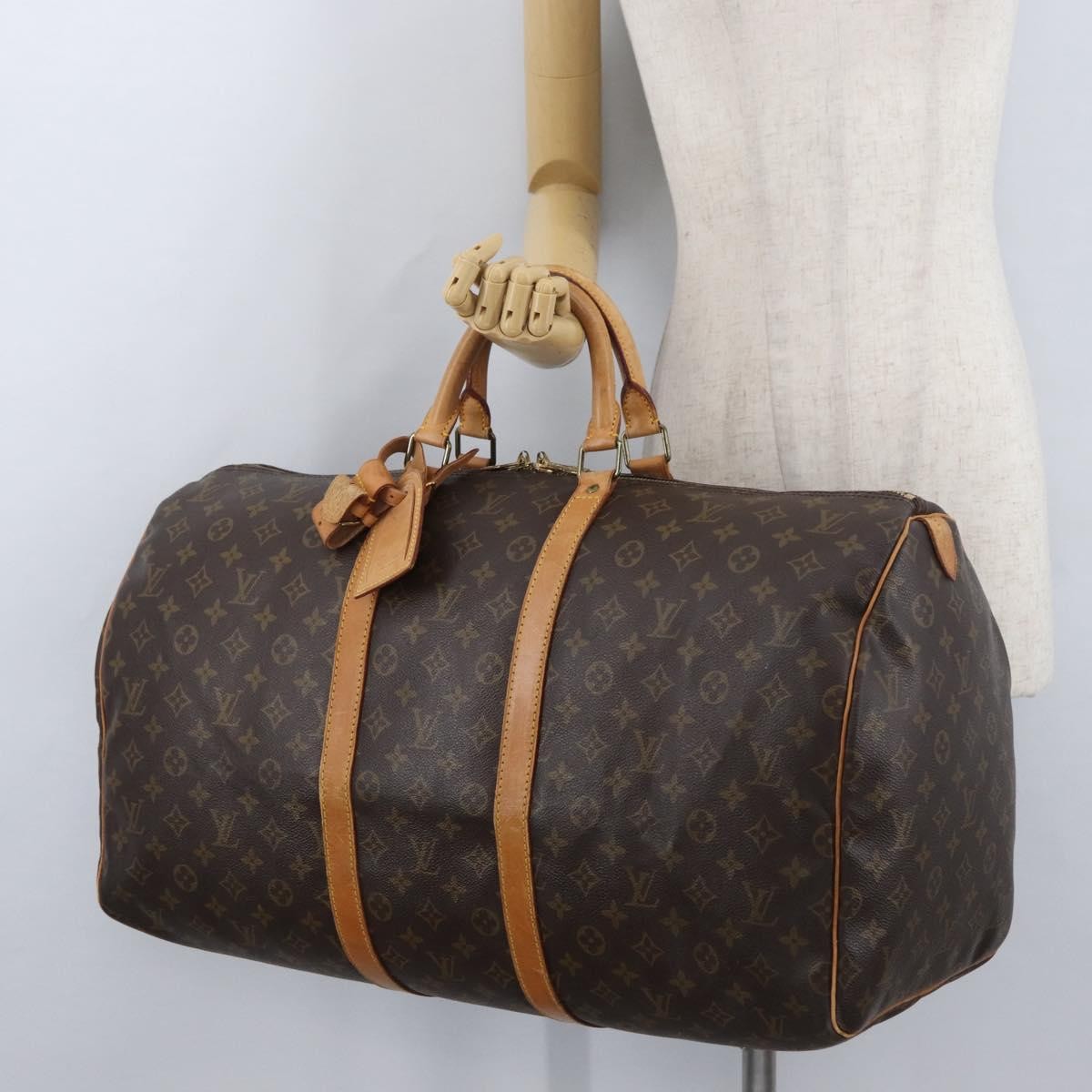 Louis Vuitton Keepall Bag Monogram Canvas Brown Canvas Travel Bag Bag (Pre-Owned)