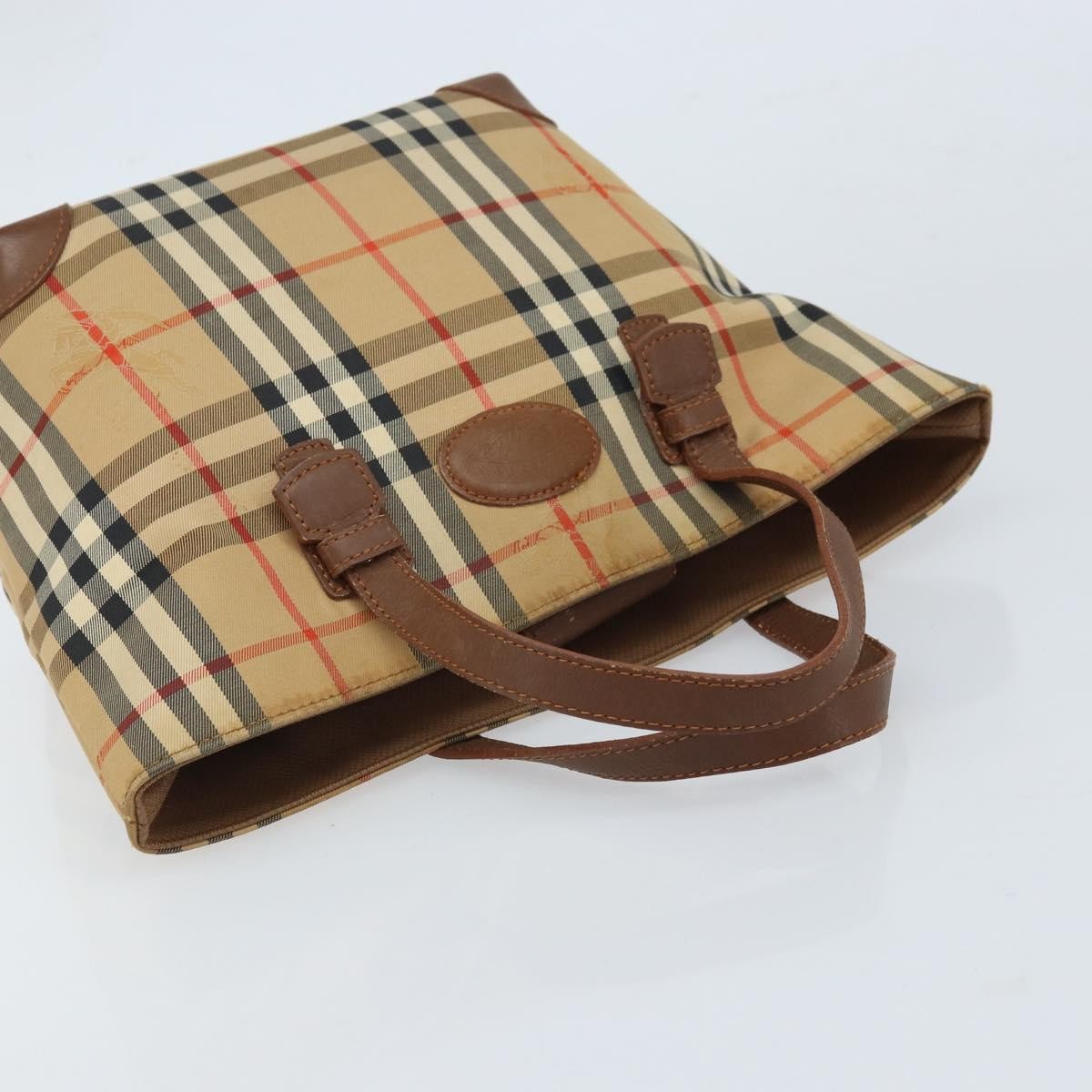 Burberry Nova Check Tote Canvas Check Pattern Beige Canvas Tote Bag Bag (Pre-Owned)
