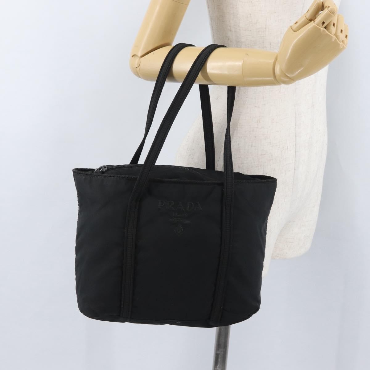 Prada Vintage Zip Tote Tessuto Black Nylon Tote Bag Bag (Pre-Owned)