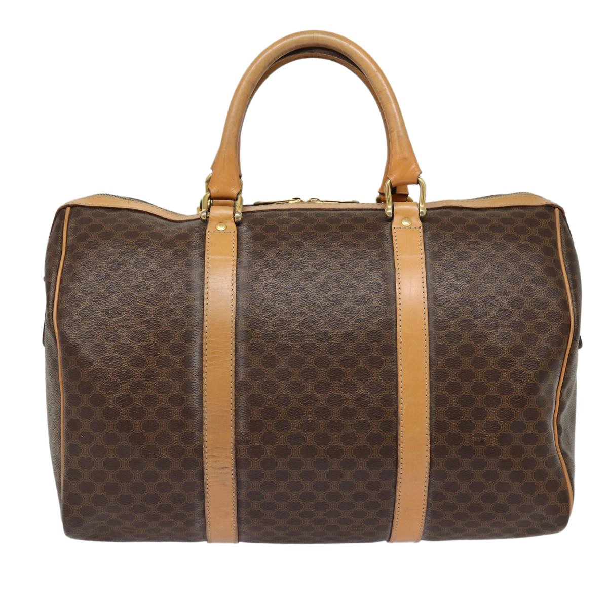 Celine Vintage Duffle Bag Macadam Coated Canvas Brown Canvas Travel Bag Bag (Pre-Owned)