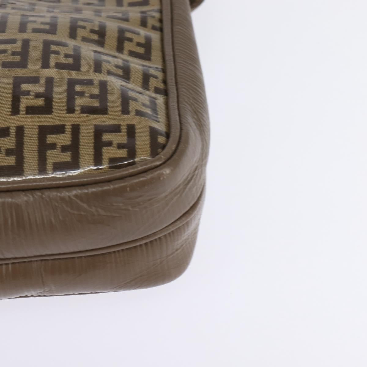 Fendi Vintage Zip Crossbody Bag Zucchino Canvas Beige Canvas Shoulder Bag Bag (Pre-Owned)