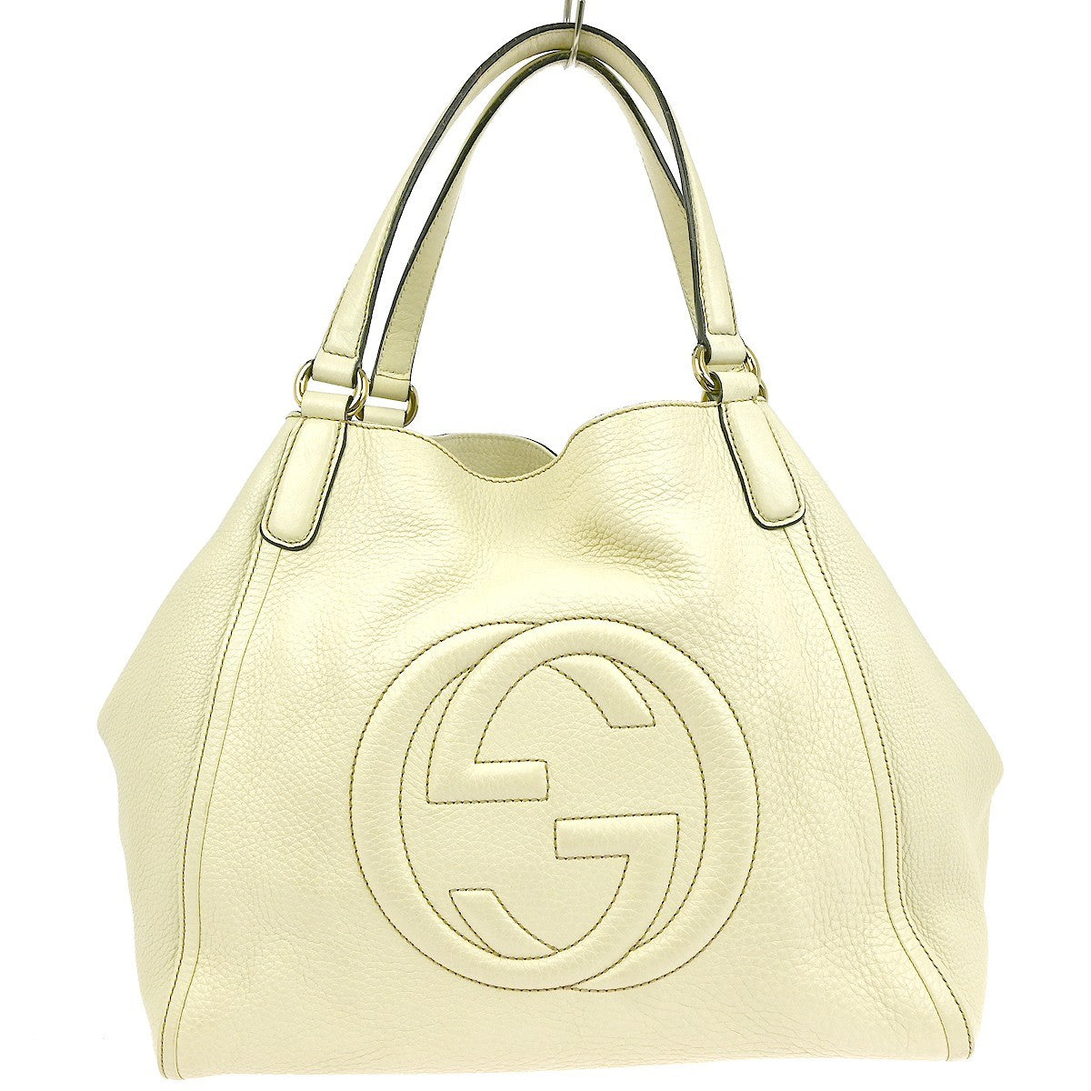 Gucci Soho Handbag Leather Ecru Leather Handbag (Pre-Owned)