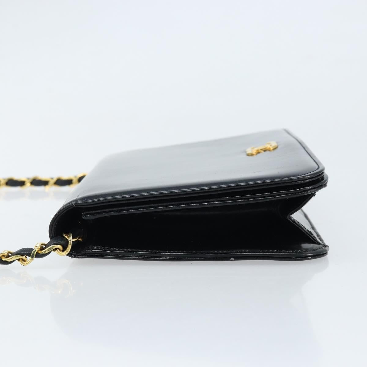 Chanel Wallet On Chain Quilted Patent Black Patent_Leather Shoulder Bag Bag (Pre-Owned)