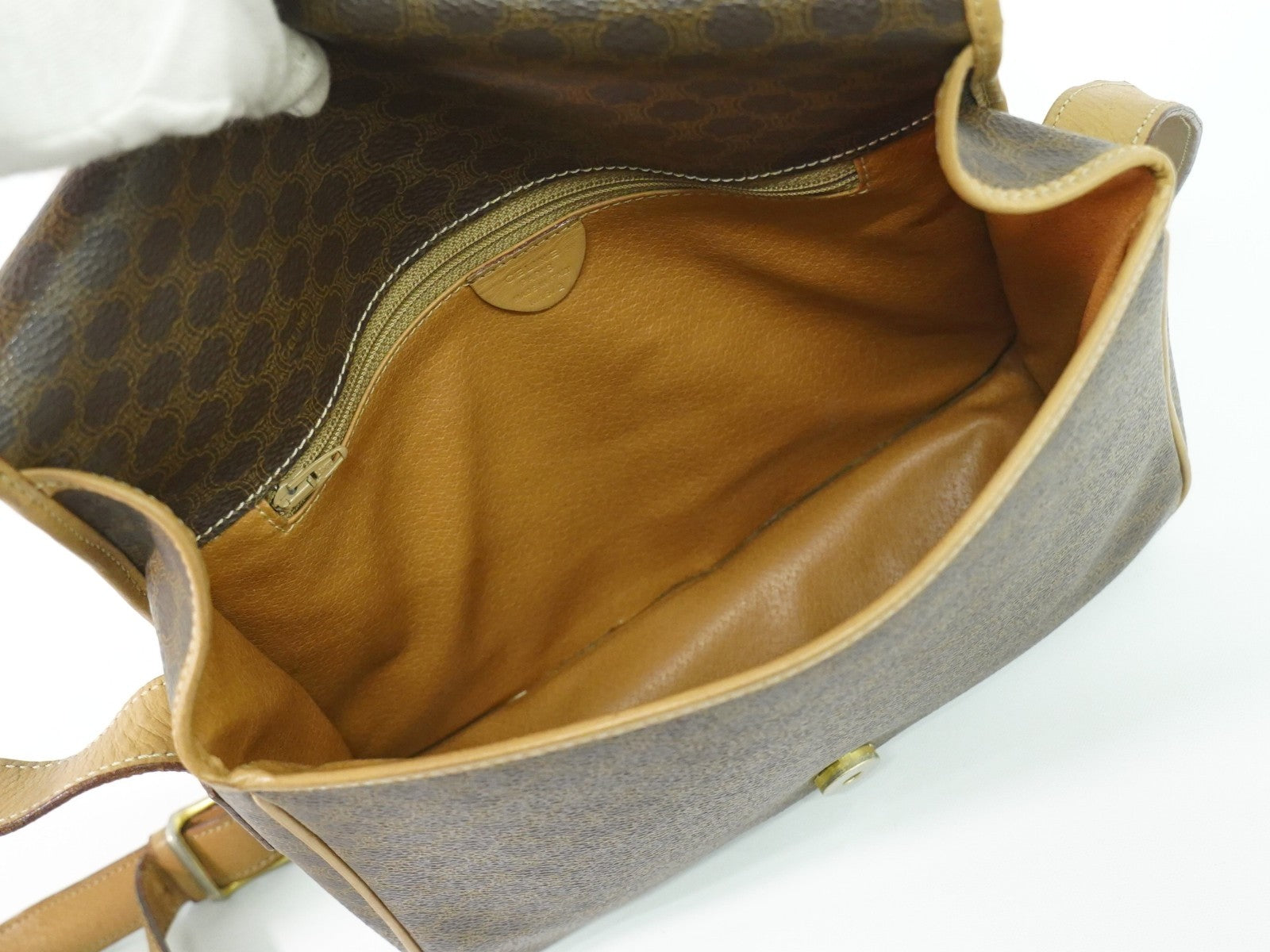 Celine Vintage Macadam Shoulder Bag Canvas And Leather Brown Canvas Shoulder Bag Bag (Pre-Owned)