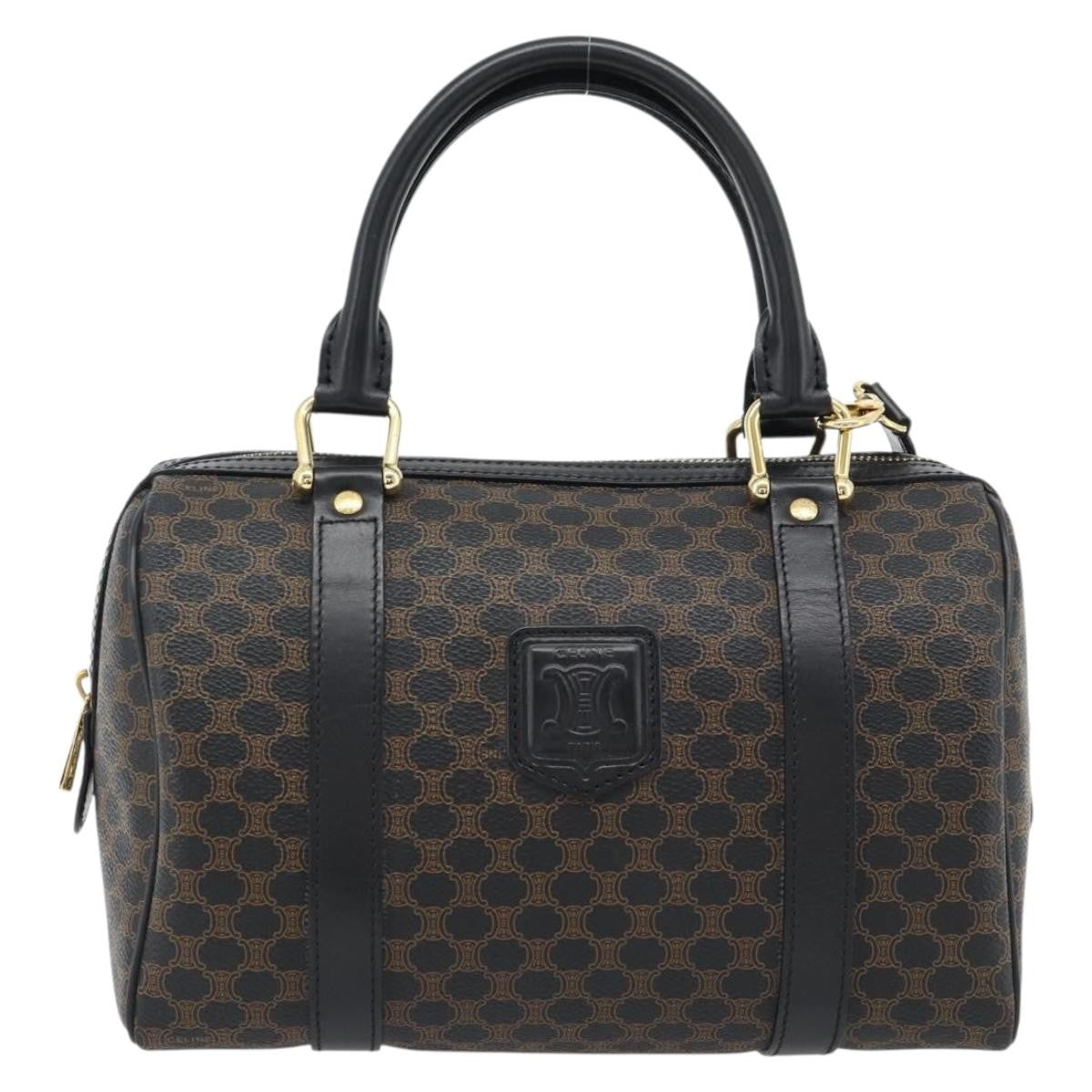 Celine Macadam Handbag Macadam With Leather Black Canvas Handbag (Pre-Owned)