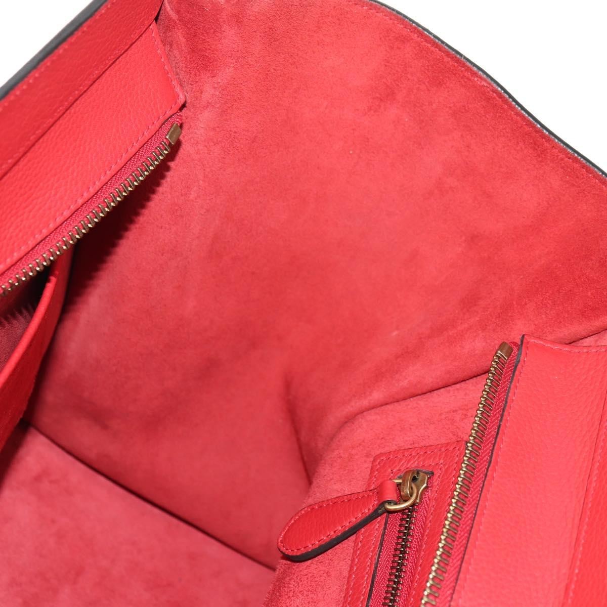 Celine Luggage Bag Grainy Leather Red Leather Handbag (Pre-Owned)