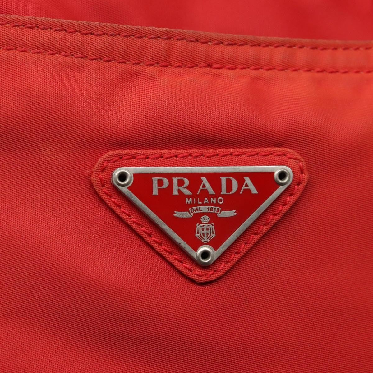 Prada Vintage Zip Tote Tessuto Red Nylon Tote Bag Bag (Pre-Owned)