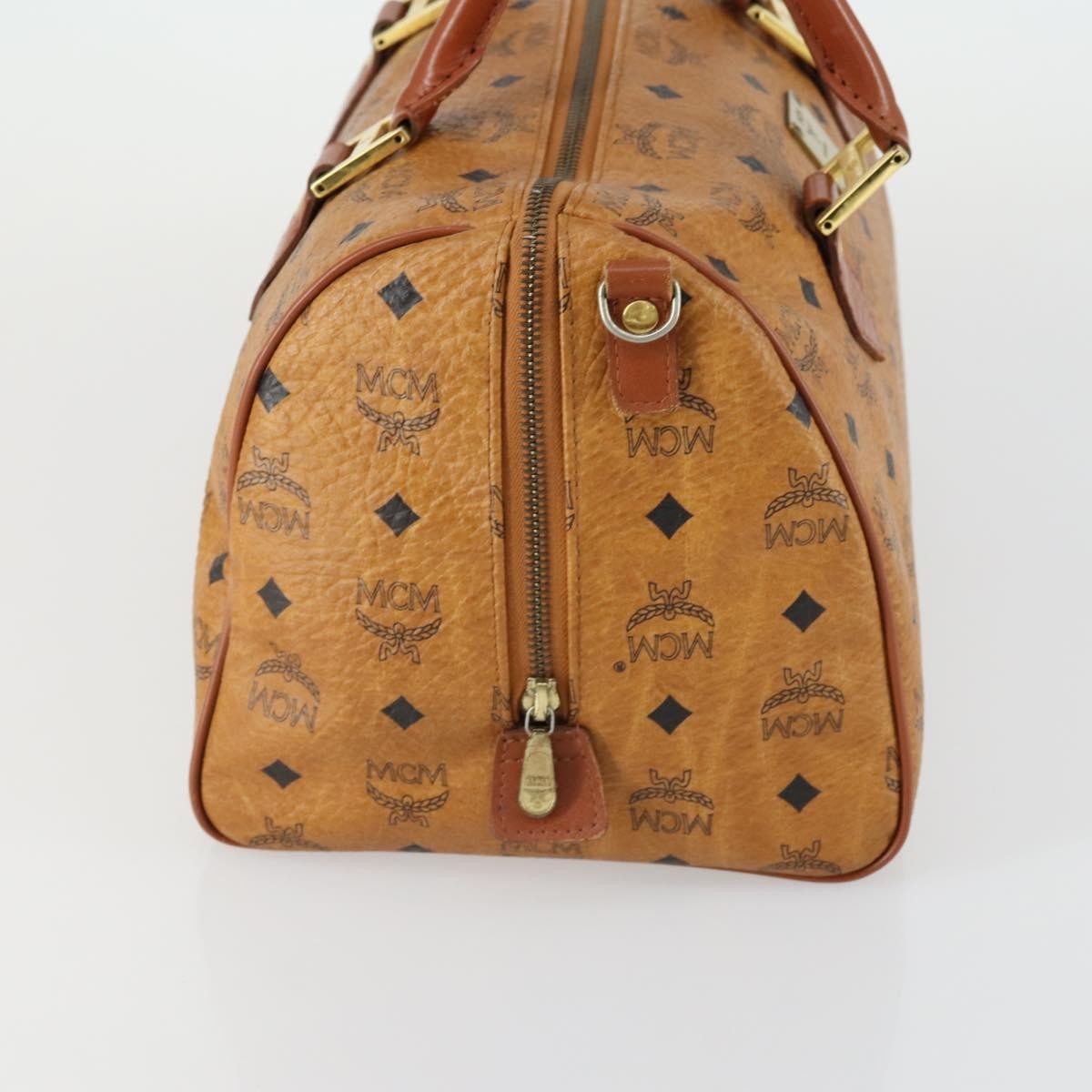 MCM Visetos Logogramme Handbag Canvas And Leather Brown Canvas Handbag (Pre-Owned)