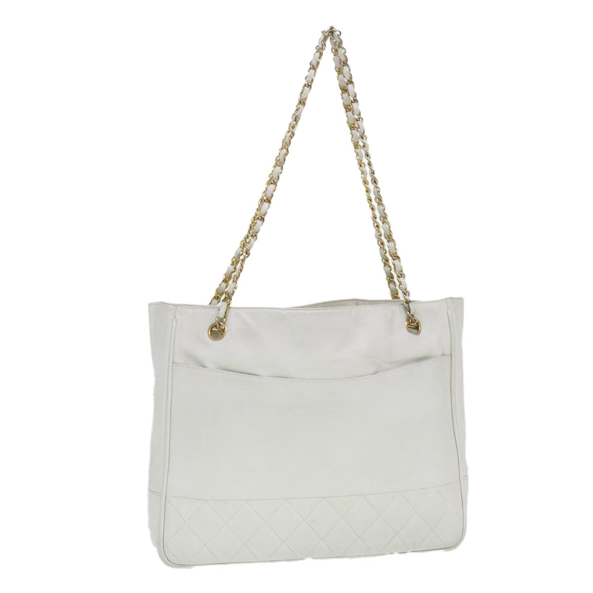 Chanel Vintage Shopping Tote Lambskin White Leather Shoulder Bag Bag (Pre-Owned)