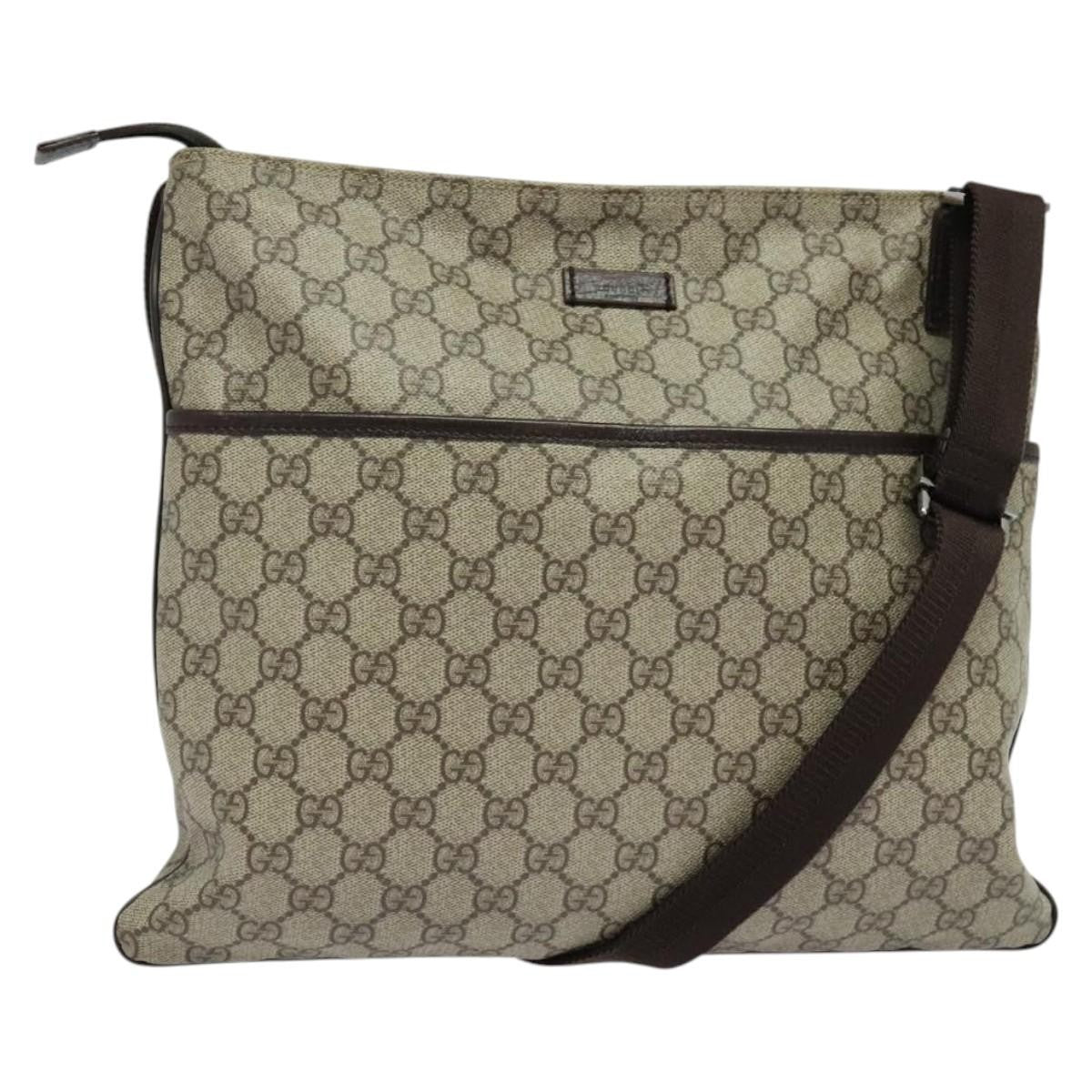 Gucci Zip Top Messenger Bag Gg Coated Canvas Beige Canvas Shoulder Bag Bag (Pre-Owned)
