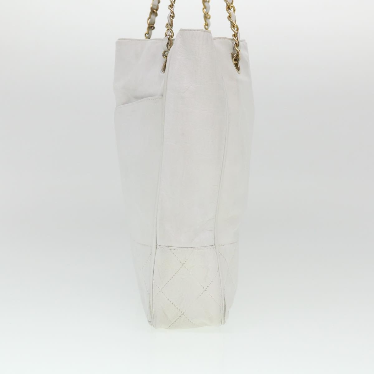 Chanel Vintage Shopping Tote Lambskin White Leather Shoulder Bag Bag (Pre-Owned)