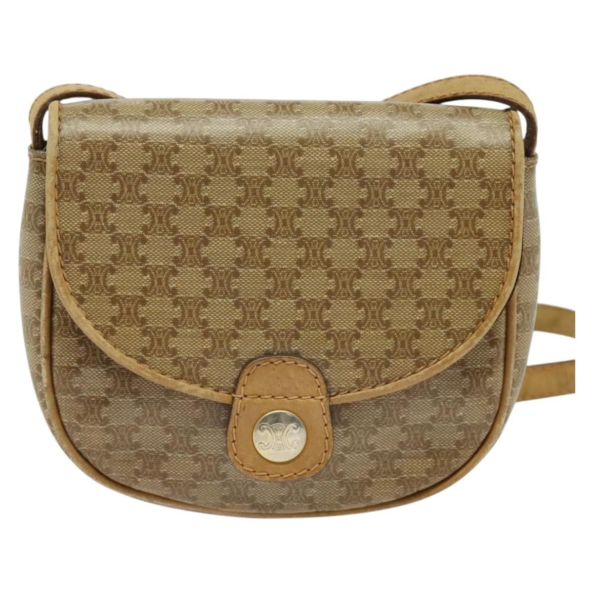 Celine Vintage Macadam Shoulder Bag Macadam Canva Vinyl Beige Pvc Bag (Pre-Owned)