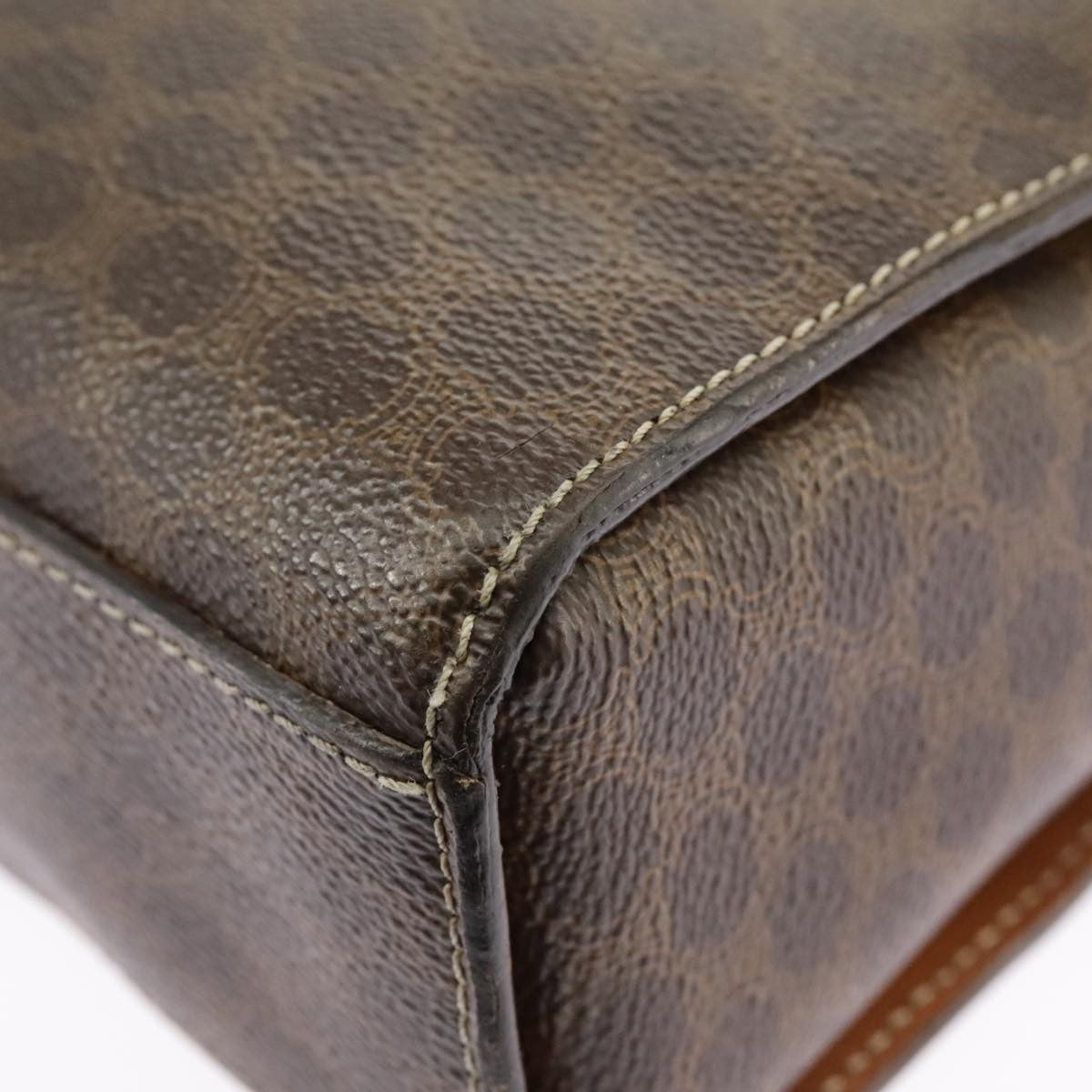 Celine Vintage Macadam Circle Logo Shoulder Bag Canvas And Leather Brown Canvas Shoulder Bag Bag (Pre-Owned)