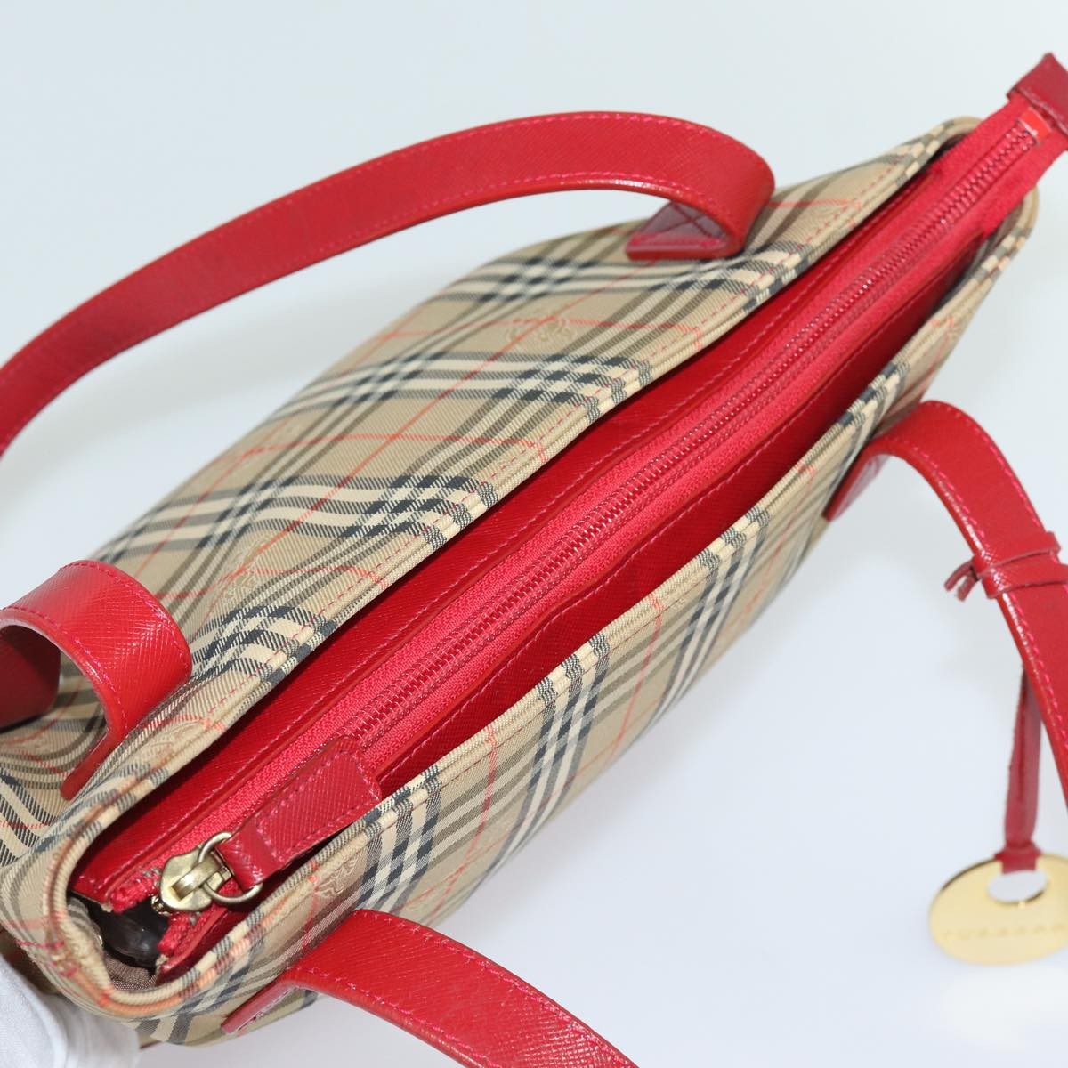 Burberry Nova Check Tote Canvas And Leather Beige Canvas Tote Bag Bag (Pre-Owned)