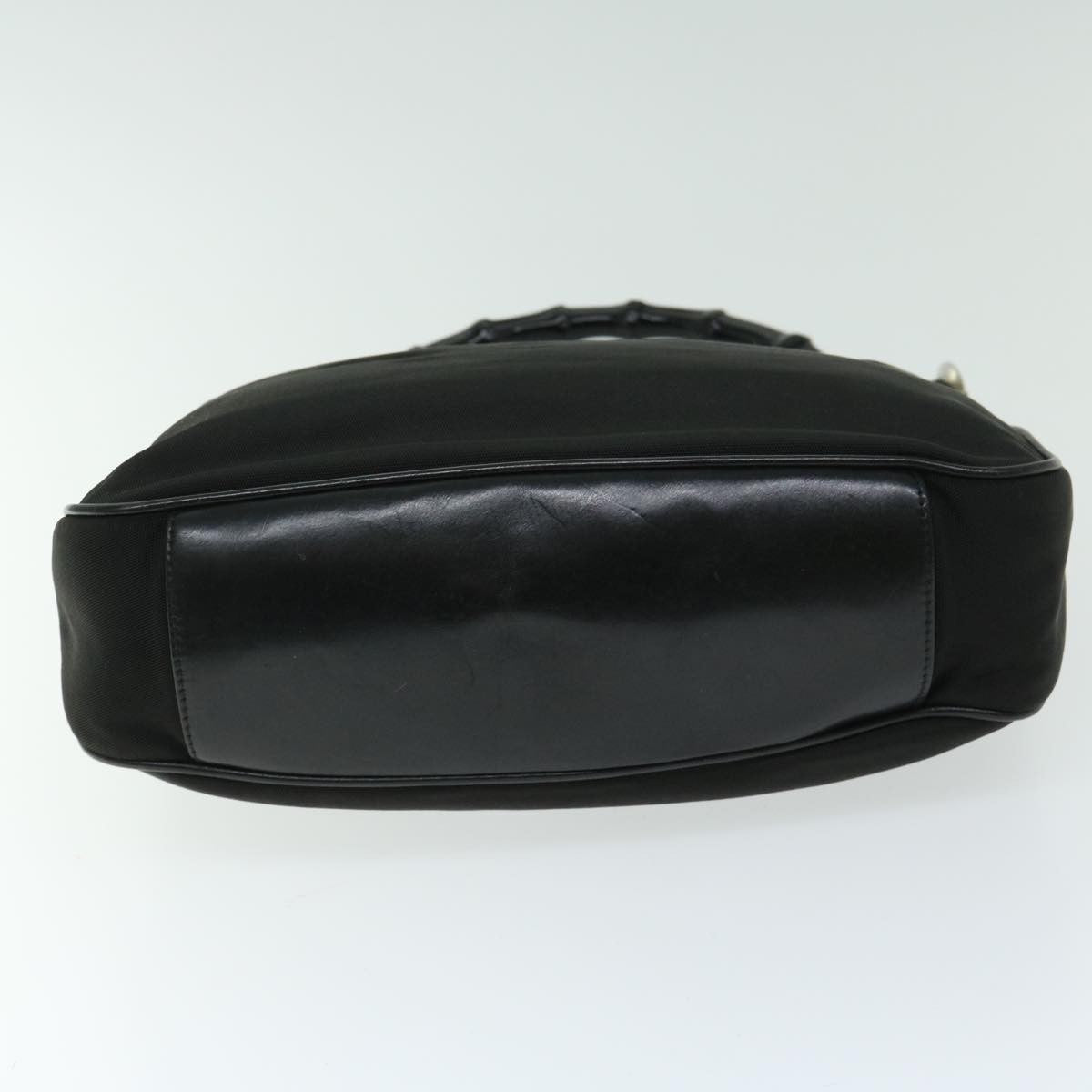 Gucci Vintage Bamboo Handle Bag Nylon Black Nylon Handbag (Pre-Owned)