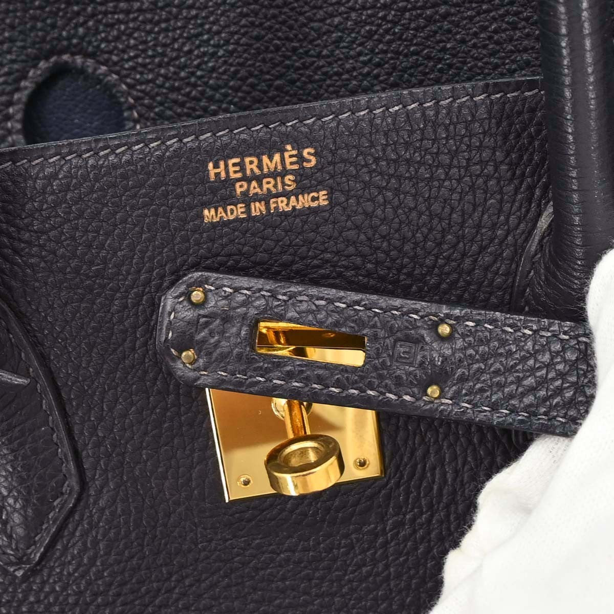 Hermes Birkin Handbag Blue Togo With Gold Hardware Blue Leather Handbag (Pre-Owned)