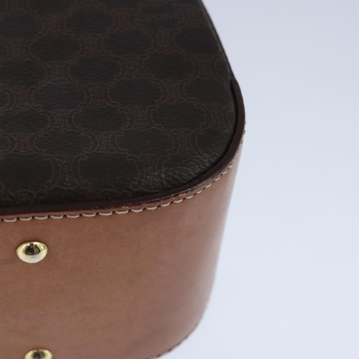 Celine Vintage Convertible Top Handle Bag Macadam Coated Canvas Brown Canvas Handbag (Pre-Owned)