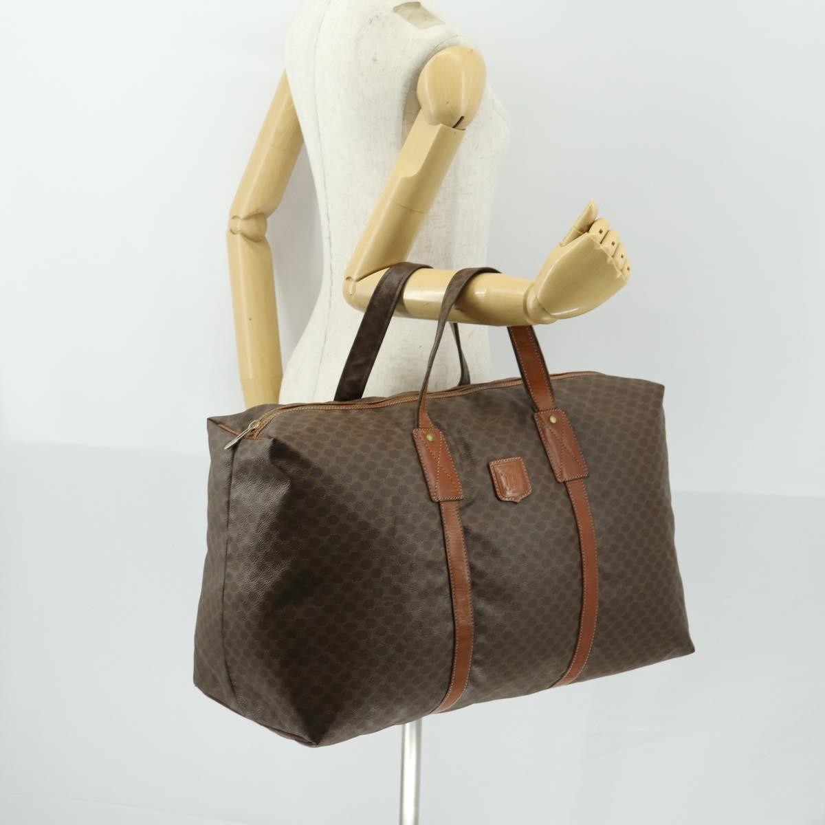 Celine Vintage Macadam Boston Bag Canvas And Leather Brown Canvas Travel Bag Bag (Pre-Owned)