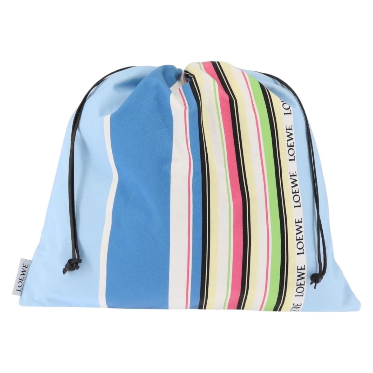 Loewe Drawstring Pouch Printed Canvas Blue Canvas Bag (Pre-Owned)
