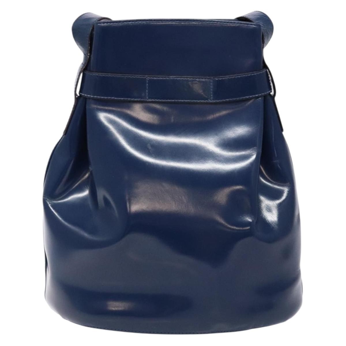 Salvatore Ferragamo Vintage Gancini Bucket Bag Patent Leather Blue Patent_Leather Shoulder Bag Bag (Pre-Owned)