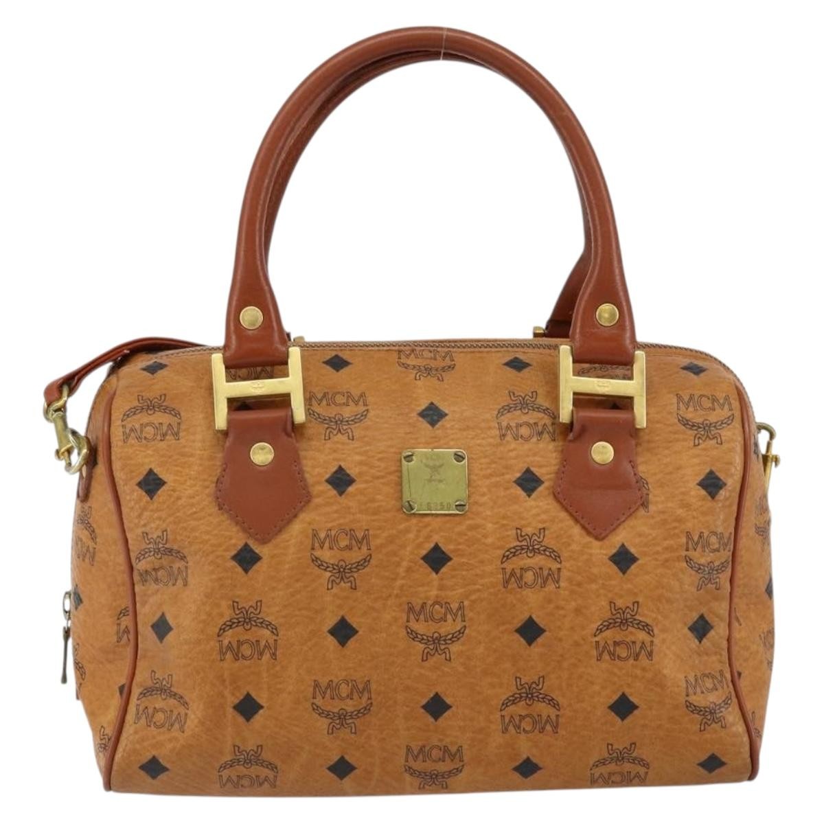 MCM Visetos Handbag Canvas And Leather Brown Canvas Handbag (Pre-Owned)