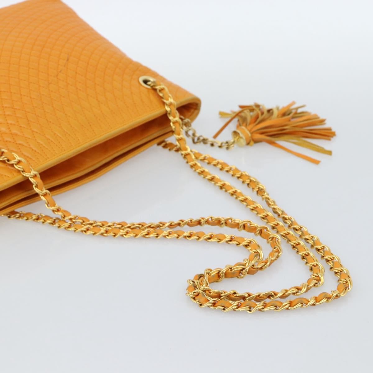Bally Vintage Shoulder Bag Quilted Leather Orange Leather Shoulder Bag Bag (Pre-Owned)