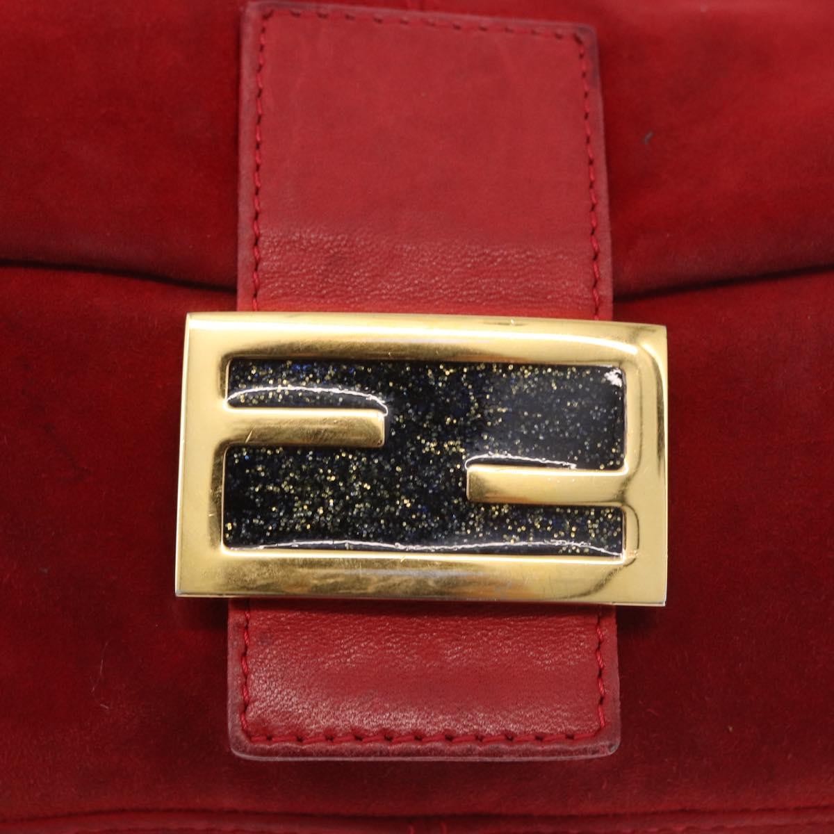 Fendi Baguette Bag Leather Red Suede Shoulder Bag Bag (Pre-Owned)