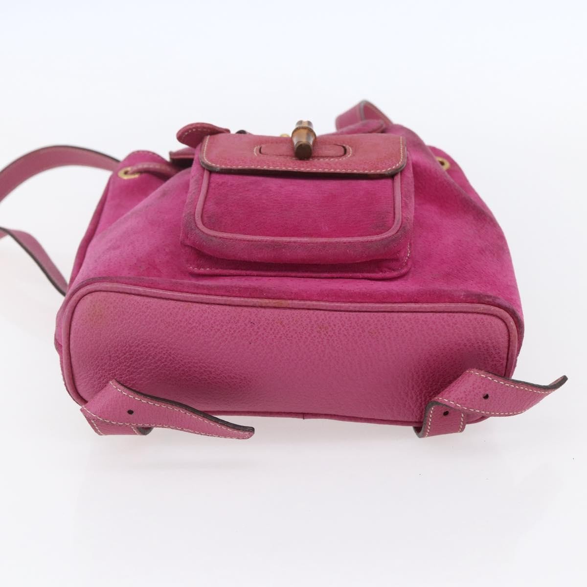 Gucci Vintage Bamboo Backpack Suede Pink Suede Backpack Bag (Pre-Owned)