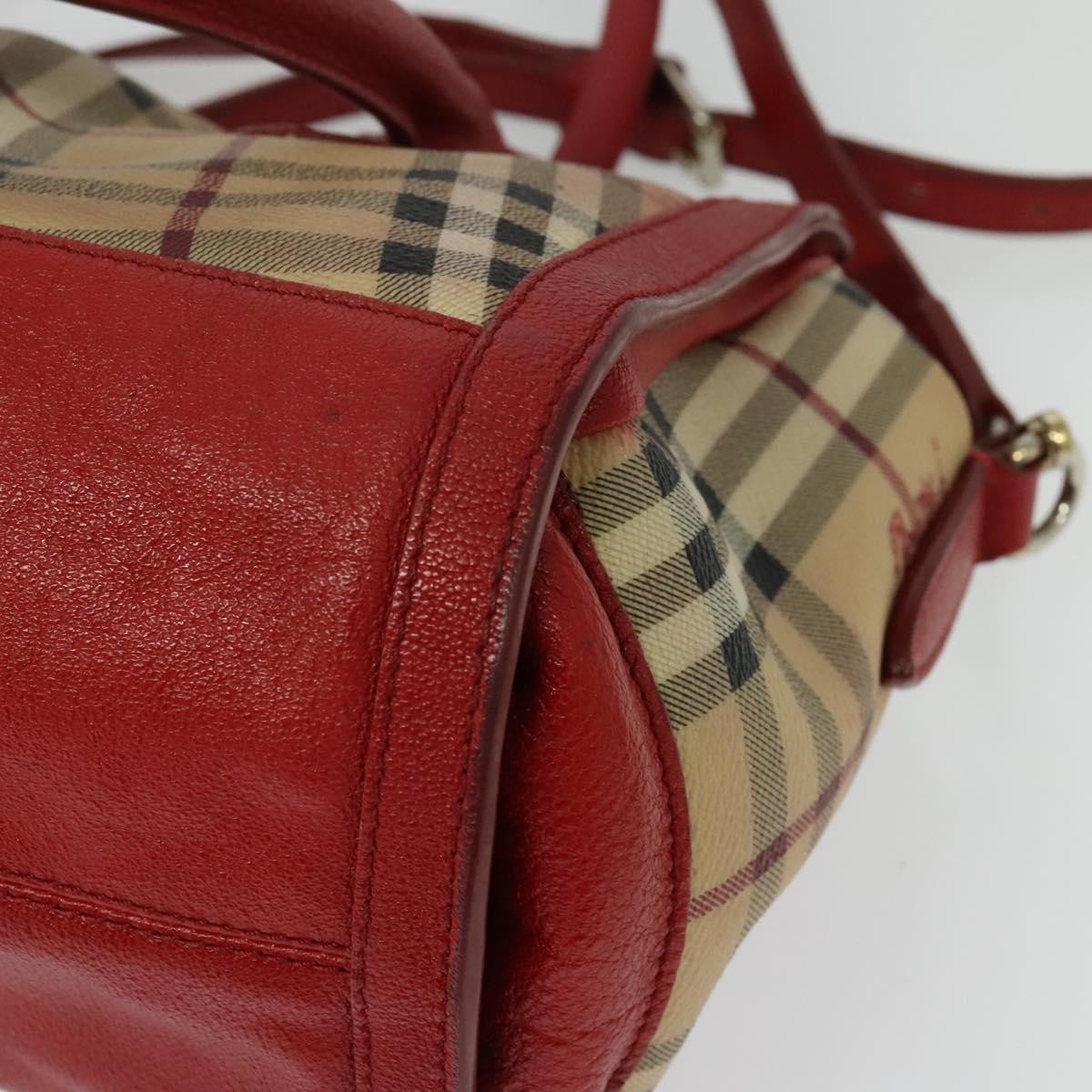 Burberry Pilgrim Satchel Haymarket Coated Canvas Beige Canvas Handbag (Pre-Owned)