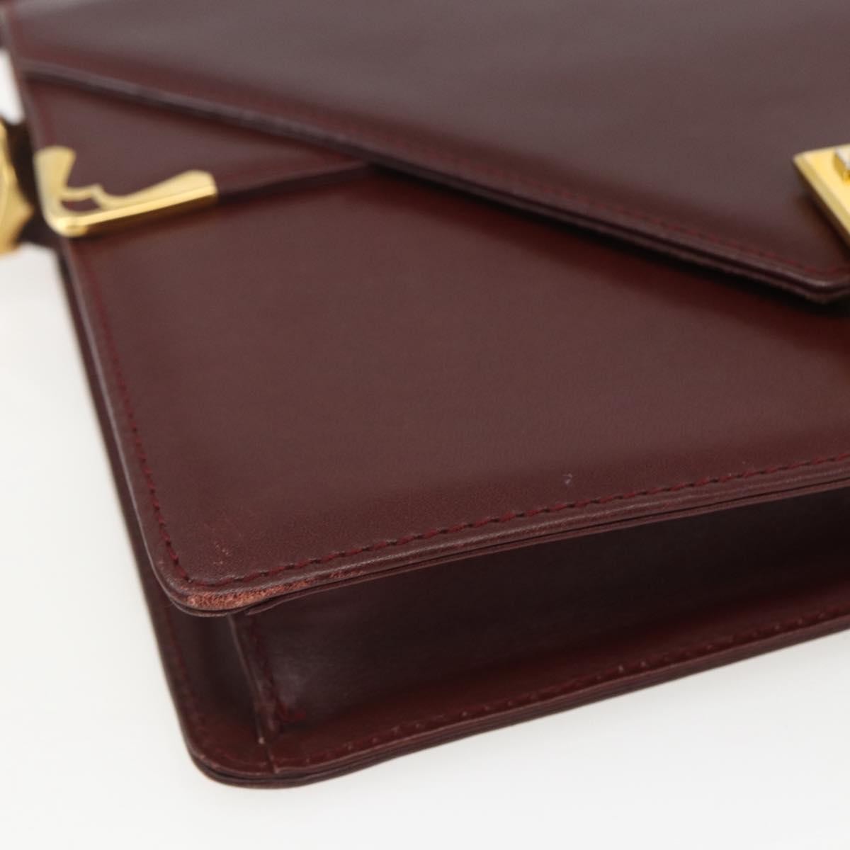 Cartier Must De Cartier Shoulder Bag Leather Burgundy Leather Shoulder Bag Bag (Pre-Owned)
