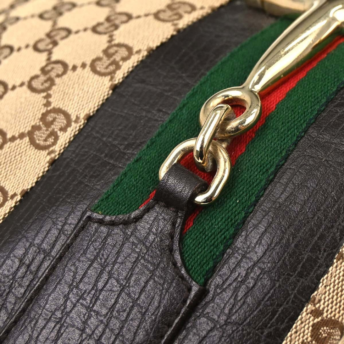 Gucci Vintage Horsebit Shoulder Bag Canvas Brown Canvas Shoulder Bag Bag (Pre-Owned)