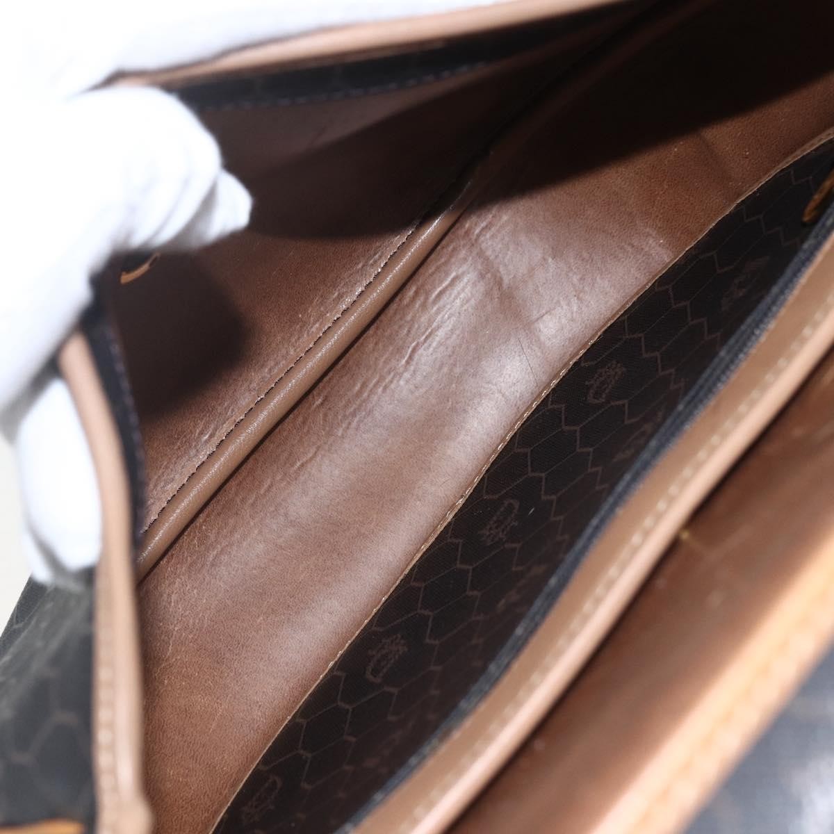 Christian Dior Vintage Honeycomb Shoulder Bag Canvas And Leather Black Canvas Shoulder Bag Bag (Pre-Owned)
