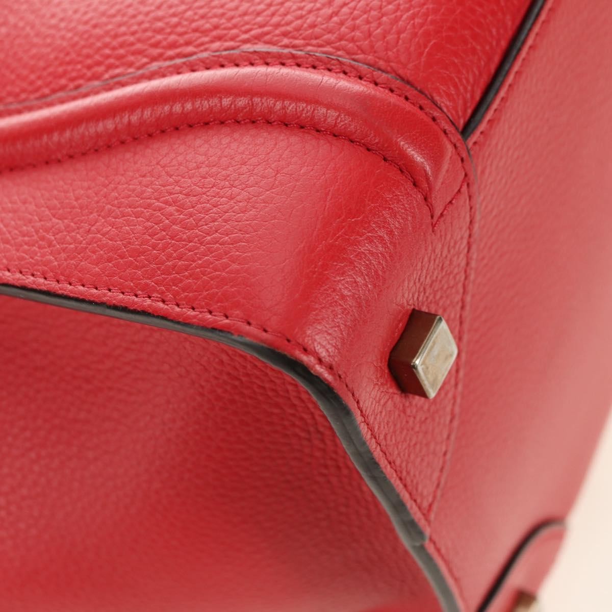 Celine Luggage Bag Grainy Leather Red Leather Handbag (Pre-Owned)