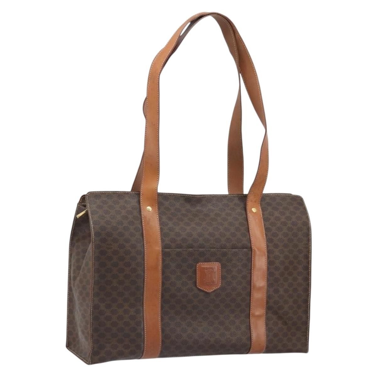 Celine Vintage Macadam Handbag Canvas And Leather Brown Canvas Tote Bag Bag (Pre-Owned)