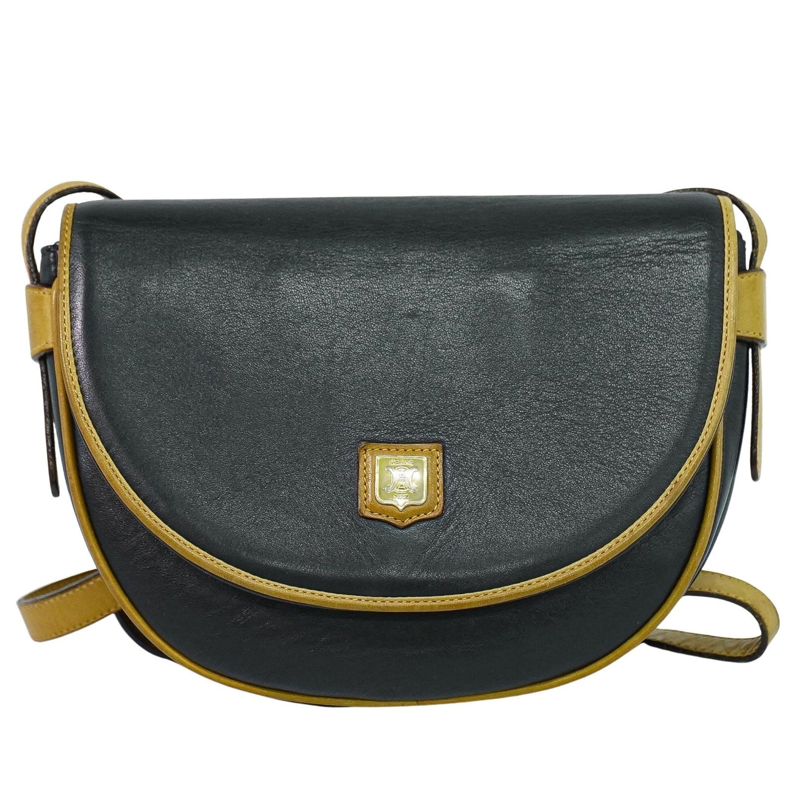 Celine Vintage Shoulder Bag Leather Black Leather Shoulder Bag Bag (Pre-Owned)