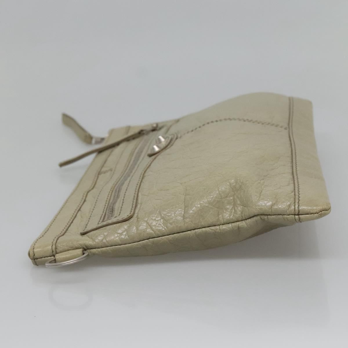 Balenciaga Classic City Clip Pouch Leather Beige Leather Clutche & Pouche Bag (Pre-Owned)