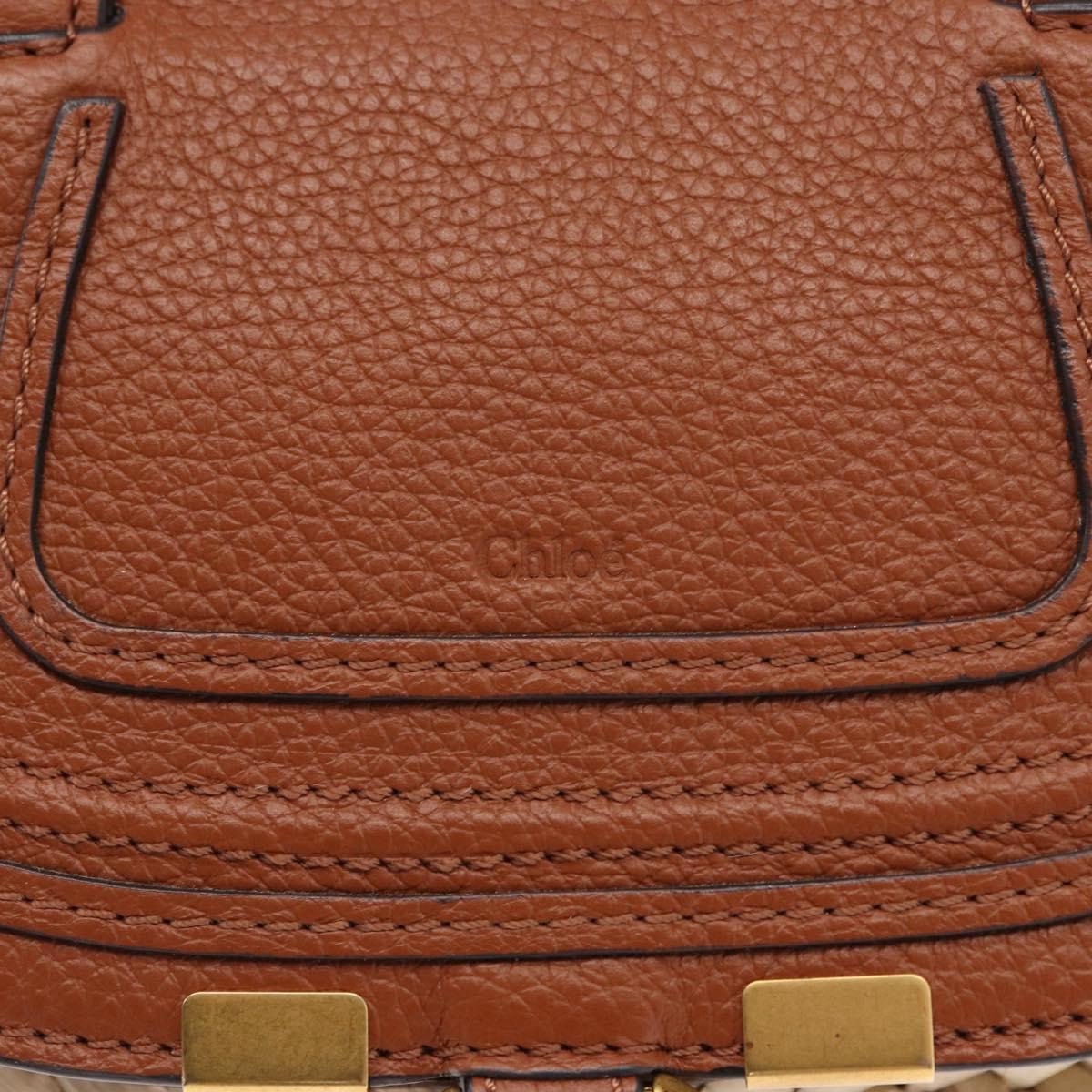 Chloe Marcie Basket Bag Raffia And Leather Beige Wicker Handbag (Pre-Owned)