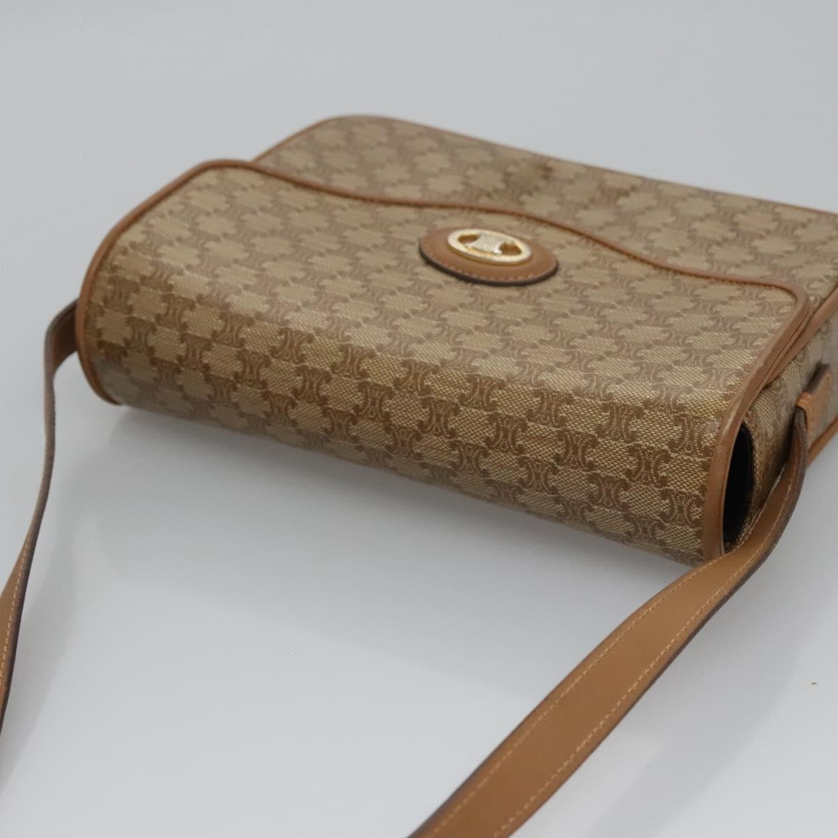 Celine Vintage Macadam Shoulder Bag Canvas And Leather Beige Canvas Shoulder Bag Bag (Pre-Owned)