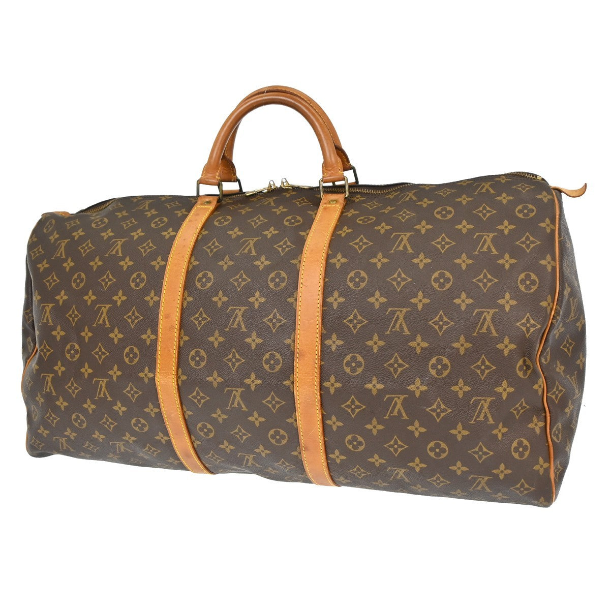 Louis Vuitton Keepall Bag Monogram Canvas Brown Canvas Handbag (Pre-Owned)