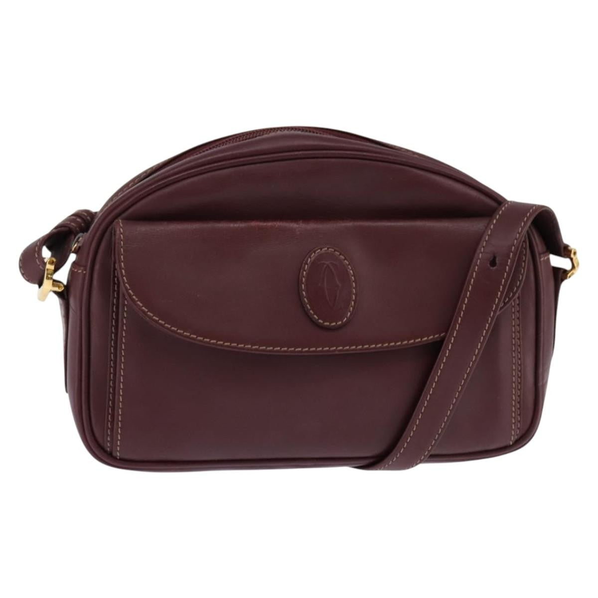 Cartier Must De Cartier Shoulder Bag Leather Burgundy Leather Shoulder Bag Bag (Pre-Owned)