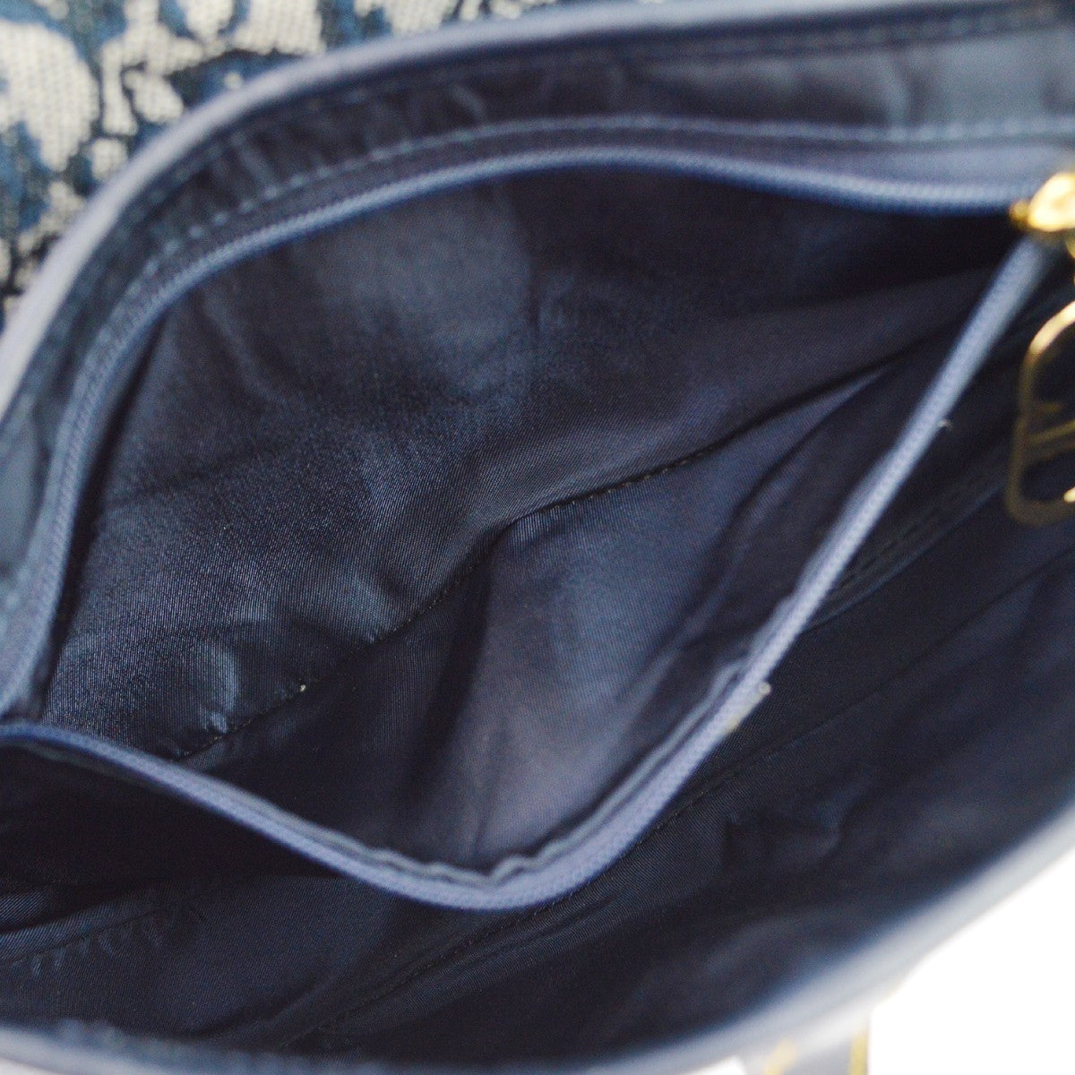 Christian Dior Saddle Handbag Oblique Canvas Navy Canvas Handbag (Pre-Owned)