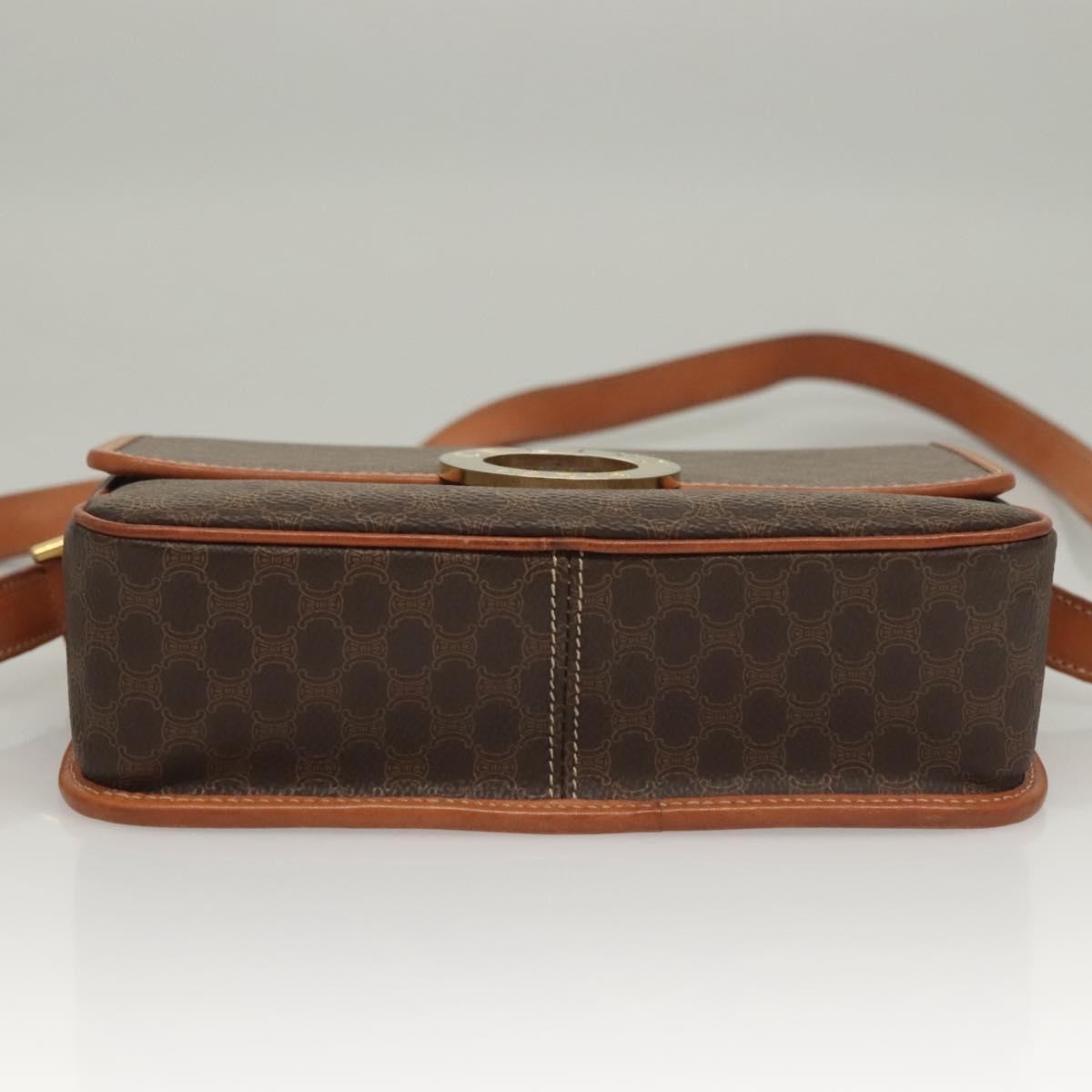 Celine Macadam Shoulder Bag Pvc Leather Brown Canvas Bag (Pre-Owned)