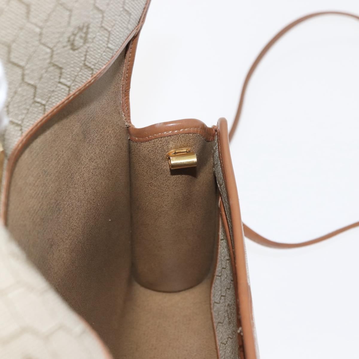 Christian Dior Vintage Honeycomb Flap Crossbody Bag Canvas And Leather Beige Canvas Shoulder Bag Bag (Pre-Owned)