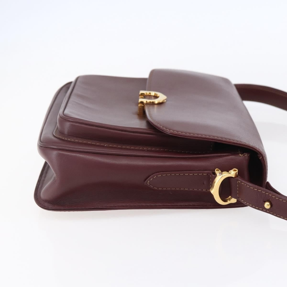 Cartier Must De Cartier Shoulder Bag Leather Burgundy Leather Shoulder Bag Bag (Pre-Owned)