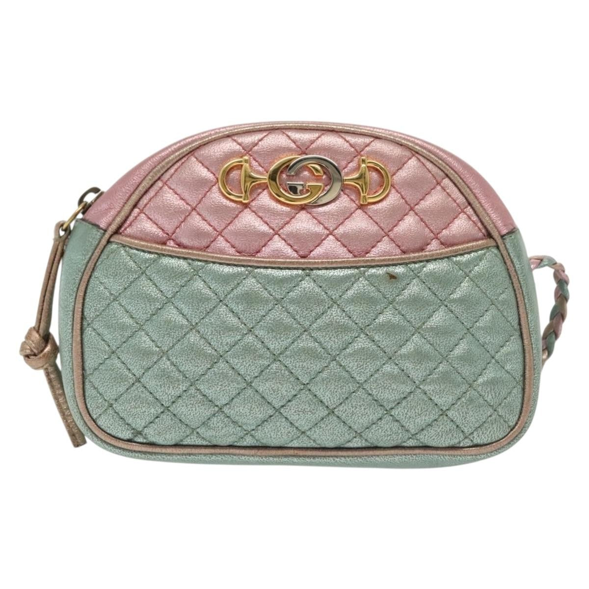 Gucci Trapuntata Camera Shoulder Bag Quilted Laminated Leather Multicolour Leather Shoulder Bag Bag (Pre-Owned)
