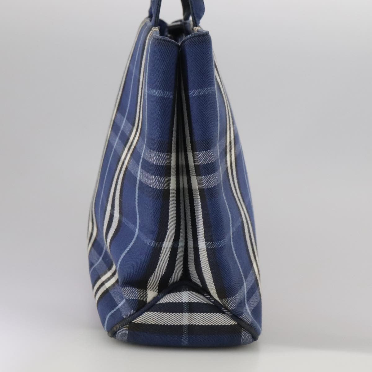 Burberry Nova Check Tote Canvas Check Pattern Blue Canvas Tote Bag Bag (Pre-Owned)