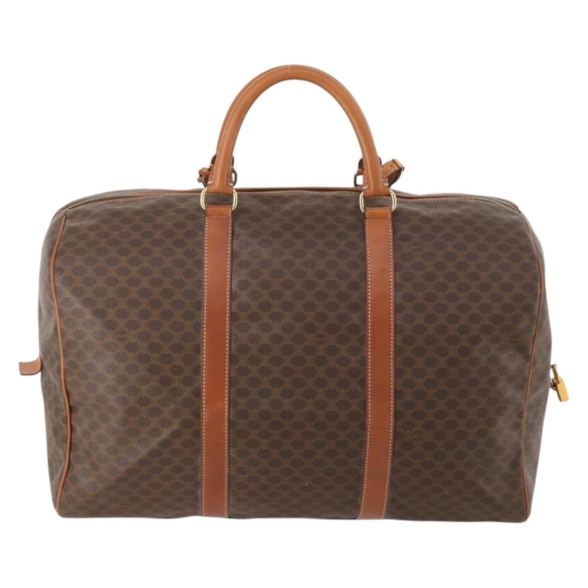 Celine Vintage Duffle Bag Canvas And Leather Brown Canvas Travel Bag Bag (Pre-Owned)