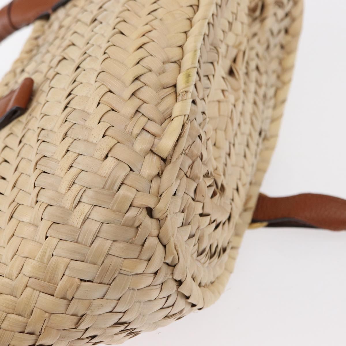 Chloe Marcie Basket Bag Raffia And Leather Beige Wicker Handbag (Pre-Owned)